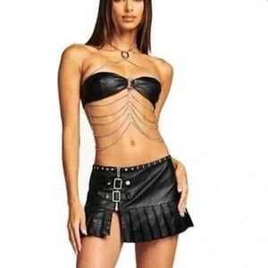 Stylish Philomena Black Belted Mini Skirt